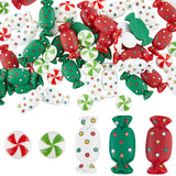 70Pcs 5 Styles Christmas Opaque Resin Cabochons, Candy & Half Round, Mixed Color, 13.5~14.5x14.5~30.5x4.5~7mm, 14pcs/style