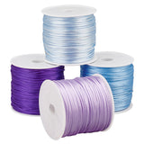 4 Rolls 4 Colors Nylon Thread, Rattail Satin Cord, Round, Mixed Color, 1mm, about 32.8yards/roll, 1 roll/color