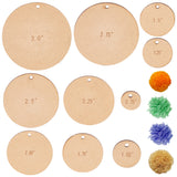 2 Sets Wood Pompom Ball Trimming Cutting Guide, 0.75/1/1.25/1.5/1.75/2/2.25/2.5/2.75/3 Inch Circle Cutting Stencil, Flat Round, Wheat, 1.905~7.62x0.3cm, 10pcs/set