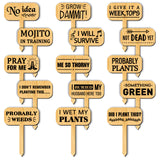 Wood Plant Labels, for Seed Potting, Herbs, Flowers, Vegetables, Funny, Word, 70x50x3mm, 15pcs/set