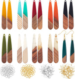 DIY Teardrop Dangle Earring Making Kits, Including 22Pcs 11 Colors Resin & Walnut Wood Pendants, 44Pcs 2 Colors Brass Earring Hooks and 44Pcs 2 Colors Jump Rings, Mixed Color, Pendants: 44x7.5x3mm, Hole: 1.2mm, 2pcs/color
