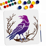 1Pc PET Hollow Out Drawing Painting Stencils, with 1Pc Art Paint Brushes, for DIY Scrapbook, Photo Album, Bird, Painting Stencils: 300x300mm