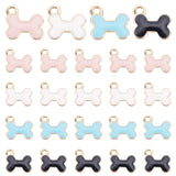 40Pcs 4 Colors Light Gold Alloy Charms, with Enamel, Cadmium Free & Lead Free, Bone, Mixed Color, 11.5x13x2mm, Hole: 1.6mm, 10pcs/color