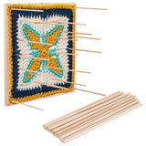 Square Wood Crochet Blocking Board, Knitting Loom, with Round Wooden Sticks for Making Cushions, Scarves, Hats, Headbands, Shawl, Sun Pattern, Board: 300x300x12mm, 1pc, Sticks: 150x4mm, 20pcs