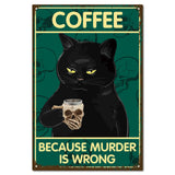 Vintage Metal Iron Tin Sign Poster, Wall Decor for Bars, Restaurants, Cafes Pubs, Cat Shape, 300x200x0.5mm, Hole: 5x5mm