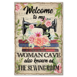 Vintage Metal Tin Sign, Iron Wall Decor for Bars, Restaurants, Cafe Pubs, Rectangle, Sewing Machine, 300x200x0.5mm