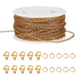 DIY Chain Bracelet Necklace Making Kits, Including 304 Stainless Steel Cable Chains & Clasps, Brass Jump Rings, Golden, Chain: 32.8 Feet(10m)/set