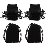 25Pcs Rectangle Velvet Drawstring Pouches, Candy Gift Bags Christmas Party Wedding Favors Bags, Black, 7x5cm