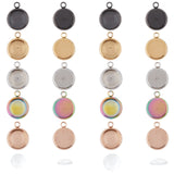 DIY Pendants Making Kits, Including Vacuum Plating 304 Stainless Steel Pendant Cabochon Settings and Transparent Glass Cabochons, Flat Round, Mixed Color, Settings: 13x10.5x3mm, Hole: 1.8mm, Tray: 8mm, 30pcs/box
