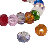 Mixed Color Faceted Rondelle Glass Beads Diameter 8mm Large Hole Beads for Jewelry Making, about 100pcs/box