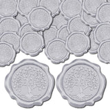 Adhesive Wax Seal Stickers, Envelope Seal Decoration, For Craft Scrapbook DIY Gift, Tree of Life, Silver, 25mm, 50pcs/box