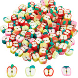 200Pcs 4 Style Handmade Polymer Clay Beads, Apple Slice, Mixed Color, 6~12x7~11x4~4.7mm, Hole: 1.6mm, 50pcs/style