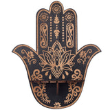 Hamsa Hand Wooden Crystal Sphere Display Stands, Witch Stuff Wiccan Altar Decor, Witchy Supplies Small Tray, for Witchcraft, Black, 250x54.5x300mm