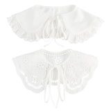 2Pcs 2 Style Detachable Lady's False Collars, Scalloped/Ruffled Edge Neckline Trim, Clothes Sewing Applique Edge, DIY Garment Accessories, White, 1320~1480x155~170x1~2mm, 1pc/style
