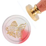 Brass Wax Seal Stamp with Handle, for DIY Scrapbooking, Fish Pattern, 3.5x1.18 inch(8.9x3cm)