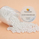 White 8/0 Diameter 3mm Glass Seed Beads Round Pony Loose Bead for Jewelry Making 2.8~3.2mm, about 2000pcs/box, White, 3mm, Hole: 1mm, about 2000pcs/box