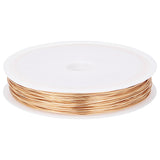Eco-Friendly Copper Wire, Round Copper Beading Wire for Jewelry Making, Long-Lasting Plated, Real 18K Gold Plated, 22 Gauge, 0.6mm, about 98.43 Feet(30m)/Roll
