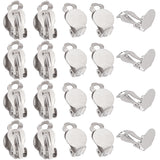 80Pcs 304 Stainless Steel Clip-on Earring Findings, Flat Round Earring Settings, Stainless Steel Color, Tray: 9.8mm, 16x10x7mm