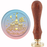 Brass Wax Seal Stamp with Handle, for DIY Scrapbooking, Castle Pattern, 3.5x1.18 inch(8.9x3cm)