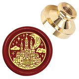 Golden Tone Wax Seal Brass Stamp Head, for Wax Seal Stamp, Castle, 24x14.5mm