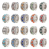 40Pcs 10 Style Alloy Rhinestone European Beads, Birthstone Beads, Large Hole Beads, Cadmium Free & Lead Free, Fit European Bracelet Jewelry Making, Antique Silver, Rondelle, Mixed Color, 11x6.5mm, Hole: 5mm, 4pcs/style