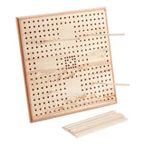 1Pc Wood Crochet Blocking Boards, Knitting Loom, with 20Pcs Round Wooden Sticks, BurlyWood, Board: 33x32.5x1.75cm, Hole: 6mm, Sticks: 15x0.6cm