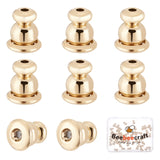 60Pcs Rack Plating Brass Bullet Ear Nuts, Long-Lasting Plated, Cadmium Free & Lead Free, Golden, 6x5mm, Hole: 0.8mm