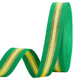 25 Yards Sparkle Polyester Glitter Ribbon, Stripe Ribbon, Clothes Accessories, Flat, Green, 1 inch(25mm)