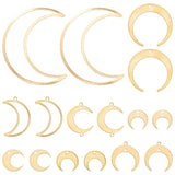32Pcs 8 Style Brass Pendant, for Jewelry Making, Moon & Double Horn/Crescent Moon, Raw(Unplated), 13~50x14~40x0.5~1mm, Hole: 1.2~1.4mm, 4pcs/style