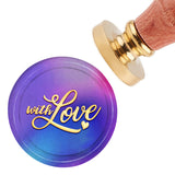 Brass Wax Seal Stamp with Handle, for DIY Scrapbooking, Heart Pattern, 3.5x1.18 inch(8.9x3cm)