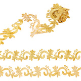 Computerized Embroidery Cloth Iron On/Sew On Patches, Costume Accessories, Appliques, Floral Pattern, Gold, 45x1.5mm