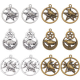 24PCS 6Style Tibetan Style Alloy Pendants, Mix Shapes, Mixed Color, 29.5~33.5x23.5~29x3.5mm, Hole: 1.8~2mm