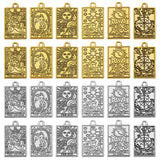 24Pcs 12 Styles Rack Plating Alloy Pendants, Tarot Charms, Antique Silver & Golden, 23~23.5x14~14.5x1.5mm, Hole: 1.8~2mm, 2pcs/style