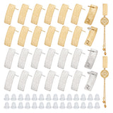 32Pcs 2 Color 304 Stainless Steel Stud Earrings, Rectangle, with Vertical Loops and 80Pcs Plastic Ear Nuts, Golden & Stainless Steel Color, 20x8.5mm, Hole: 2.5mm, Pin: 0.7mm, 16Pcs/color