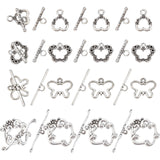 32Sets 4 Style Tibetan Style Alloy Toggle Clasps, Cadmium Free & Lead Free, Mixed Shapes, Antique Silver, 16.5~24x14~27mm, 8sets/style