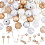 1 Set Opaque Acrylic Beads Set, Kid Chunky Beads, Round, Gold, 20x19.5~20mm, Hole: 3mm, 50pcs/set