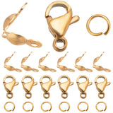 DIY Jewelry Making Finding Kit, Including 304 Stainless Steel Lobster Claw Clasps & Bead Tips & Jump Rings, Real 18K Gold Plated, 250Pcs/box