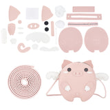 DIY Imitation Leather Pig Shaped Crossbody Bag Kits, with Iron Finding, Needle, Thread, Cotton, Pink, 1.5~137x0.13~17.8x0.07~1.1cm