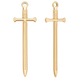 10Pcs 304 Stainless Steel Pendants, Sword Charm, Real 18K Gold Plated, 45x13.5x2mm, Hole: 1.8mm