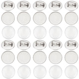 30 Sets Blank Dome Glass Flat Round Brooch, 316 Surgical Stainless Steel Lapel Pin for Backpack Clothes, Stainless Steel Color, 26mm