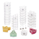 Mixed Shapes Plastic Candle Cups, with Paraffin Candle Wick, for Candle Making Tools, Clear, 44~50x40~52x19~21mm