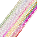 18 Strands 18 Colors Transparent Gradient Color Glass Beads Strands, Faceted Round, Mixed Color, 2mm, Hole: 0.8mm, about 180~186pcs/strand, 13.98~14.65''(35.5~37.2cm),  1 strand/color