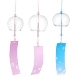 3Pcs 3 Style Glass Wind Chimes, Small Wind Bells with Paper Card, Suncatcher for Garden Window Party Hanging Decors, Mixed Patterns, 365~400mm, Ball: 62~77x55~66mm, 1pc/style