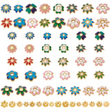 96Pcs 16 Styles Multi-Petal Alloy Enamel Bead Caps, Cadmium Free & Lead Free, Golden, Flower, Mixed Color, 7.5~8x7~7.5x2~2.5mm, Hole: 1~1.4mm, 6pcs/style