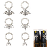 Tibetan Style Bat Alloy Pendants, with Spring Gate Rings, for Shoe Charm Decoration Accessories, Antique Silver & Platinum, 50~55mm, 3 style, 2pcs/style, 6pcs/set