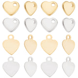 80Pcs 4 Styles 201 & 304 Stainless Steel Charms, Stamping Blank Tag, Heart, Mixed Color, 5~7.5x6~6.5x0.2~1mm, Hole: 1mm, 20pcs/style