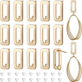 16Pcs Brass Rectangle Stud Earring Findings, with Vertical Loops and 40Pcs Plastic Ear Nuts, Real 18K Gold Plated, 15.5x7mm, Hole: 2.5mm, Pin: 0.8mm