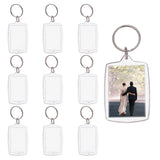 Acrylic Keychain, with Iron Split Key Rings, Rectangle, Clear, 90mm, Pendants: 61.5x40x4.5mm