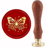 Brass Wax Seal Stamp with Handle, for DIY Scrapbooking, Butterfly Farm, 89x30mm