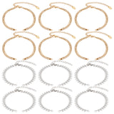 12Pcs 2 Style 304 Stainless Steel  Chain & Brass Cable Chain Bracelet Making, with 304 Stainless Steel Curb Chain Extender and Jump Rings, Golden & Stainless Steel Color, 5-7/8~6-1/8 inch(15~15.7cm), 6pcs/style